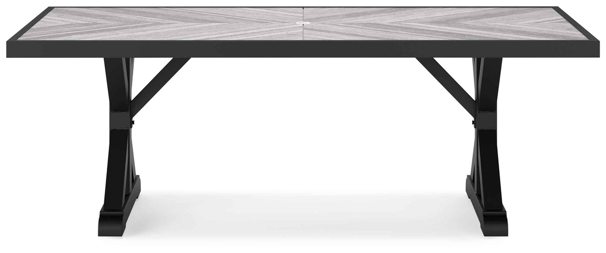 Beachcroft Black/Light Gray Outdoor Dining Table by Ashley at Eve Furniture