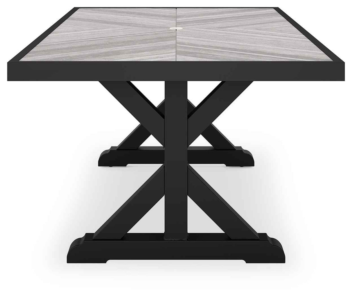 Beachcroft Black/Light Gray Outdoor Dining Table by Ashley at Eve Furniture
