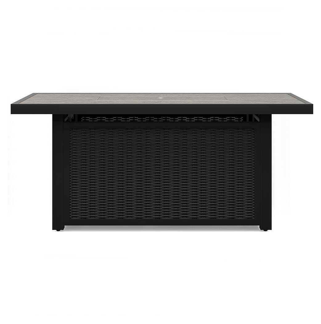 Beachcroft Black/Light Gray Outdoor Fire Pit Table and 4 Chairs by Ashley at Eve Furniture