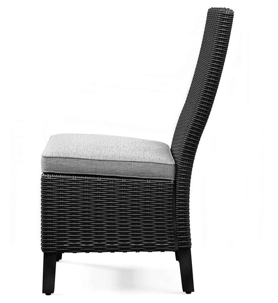 Beachcroft Black/Light Gray Outdoor Side Chair with Cushion by Ashley at Eve Furniture