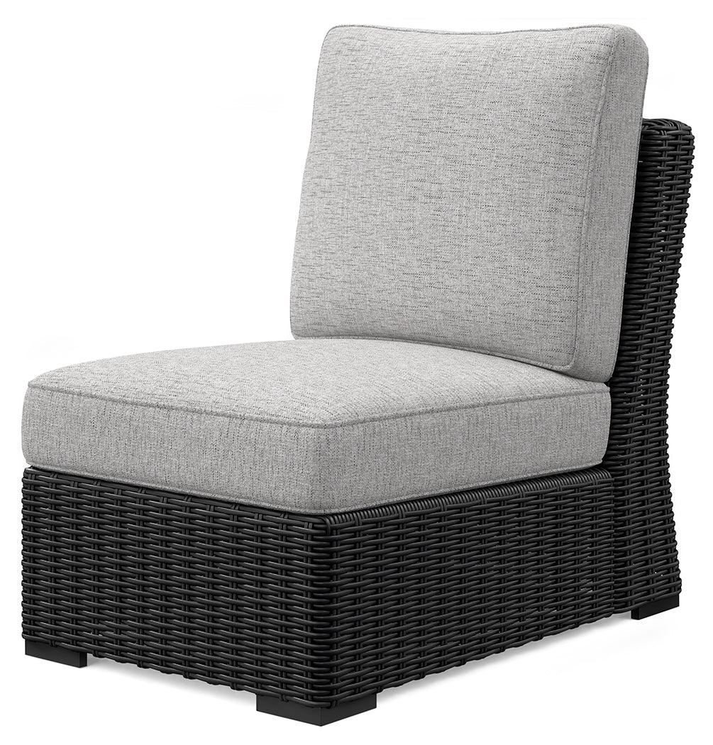 Beachcroft Black/Light Gray Outdoor Armless Chair by Ashley at Eve Furniture