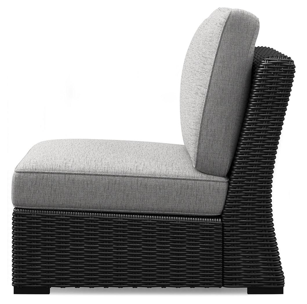 Beachcroft Black/Light Gray Outdoor Armless Chair by Ashley at Eve Furniture