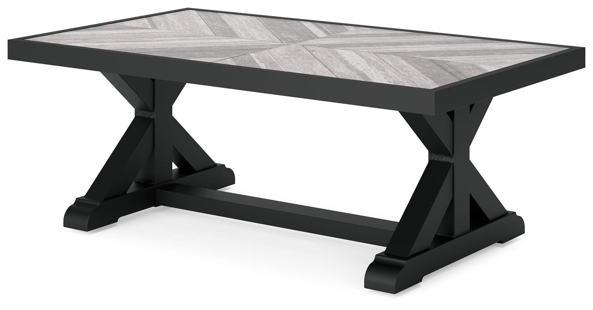 Beachcroft Black/Light Gray Outdoor Coffee Table by Ashley at Eve Furniture