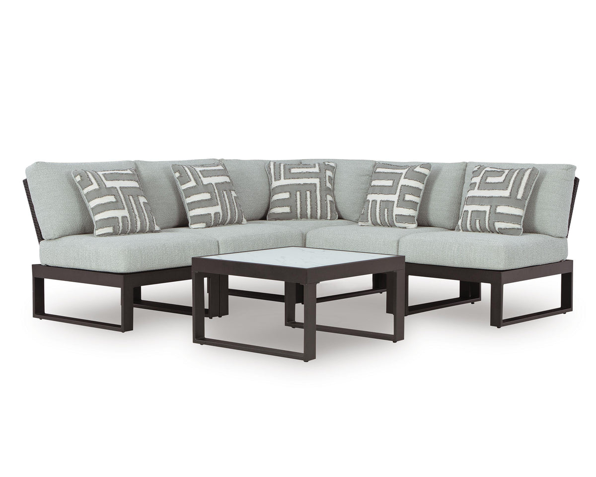 Beachloft Black/Gray 5-Piece Outdoor Sectional with Coffee Table by Ashley at Eve Furniture