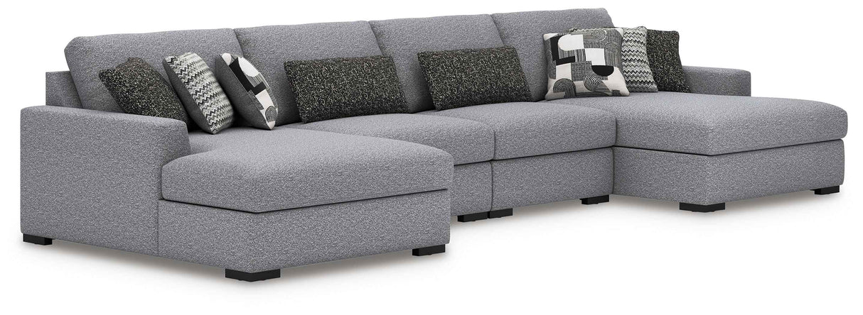 Bealton Salt and Pepper 4-Piece Sectional with Double Chaise by Ashley at Eve Furniture