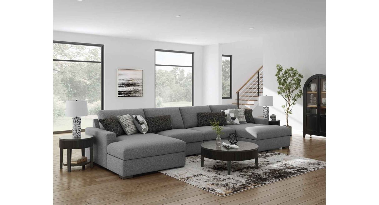 Bealton Salt and Pepper 4-Piece Sectional with Double Chaise by Ashley at Eve Furniture