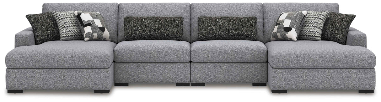 Bealton Salt and Pepper 4-Piece Sectional with Double Chaise by Ashley at Eve Furniture