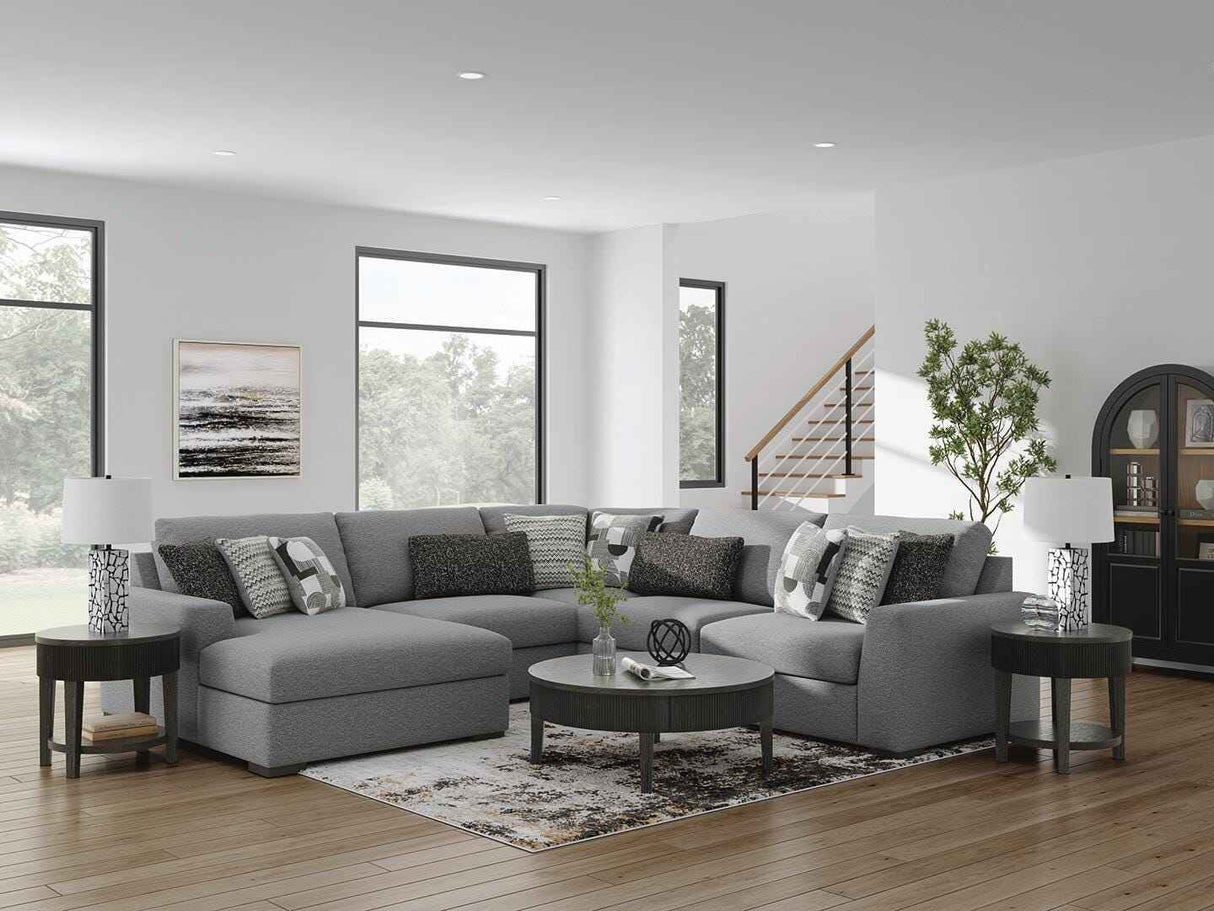 Bealton Salt and Pepper 5-Piece Sectional with LAF Chaise by Ashley at Eve Furniture