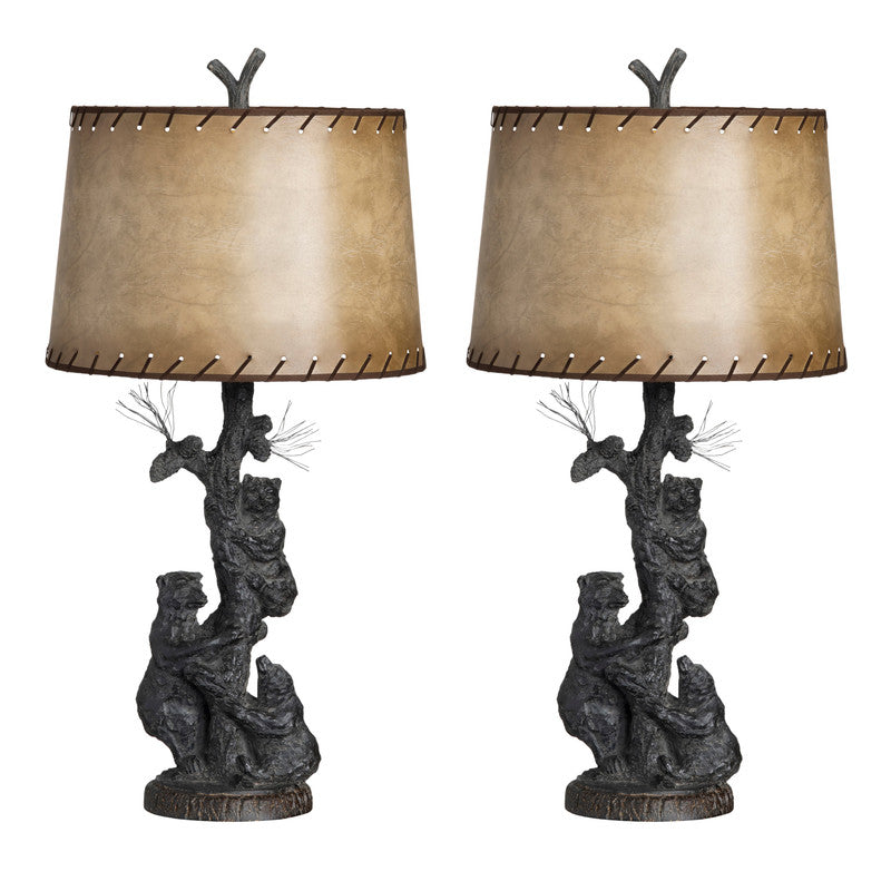 Bear Family Brown Table Lamp (Set of 2) by Crestview at Eve Furniture