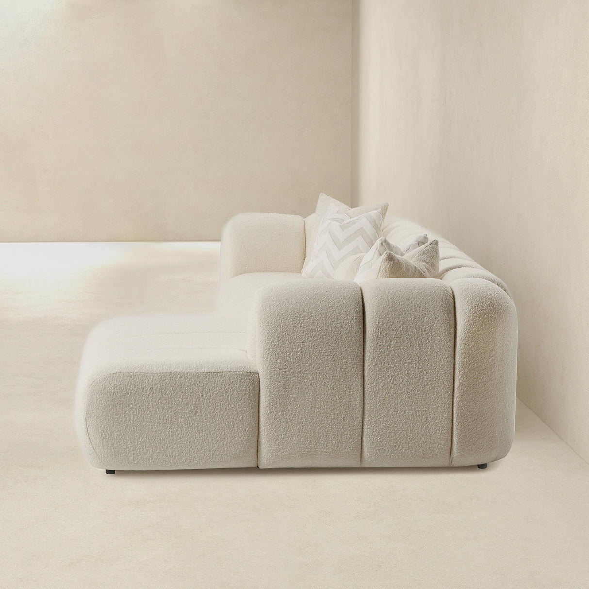 Beatrice Modern Tufted Ivory Boucle Right-Facing Sectional Sofa by Ashcroft Furniture at Eve Furniture