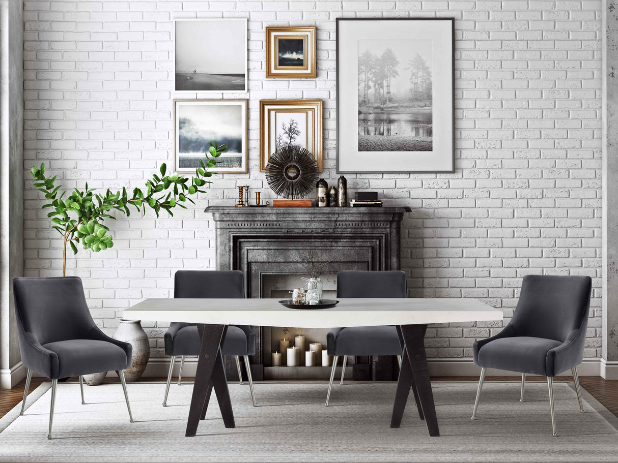 Beatrix Grey Velvet Side Chair - Silver Legs by TOV Furniture at Eve Furniture