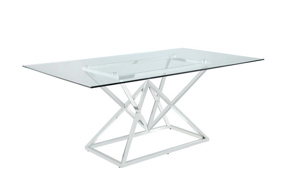 Beaufort Chrome Rectangle Glass Top Dining Table by Coaster at Eve Furniture