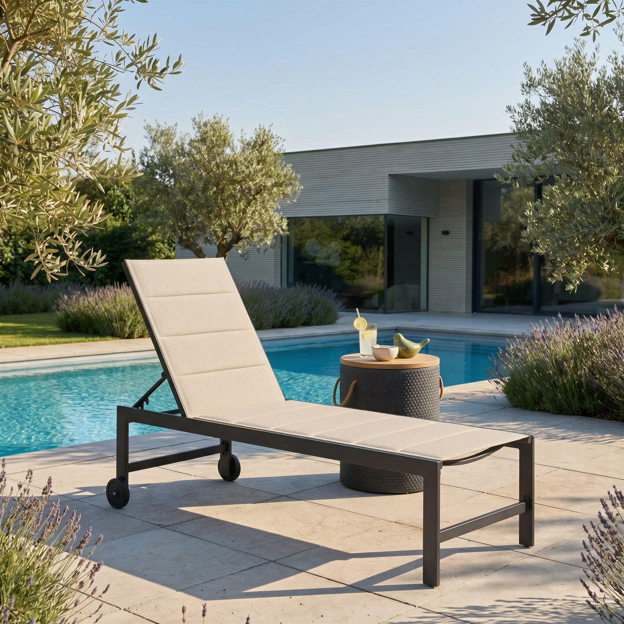 Beban Natural & Black Outdoor Side Table by Zuomod at Eve Furniture