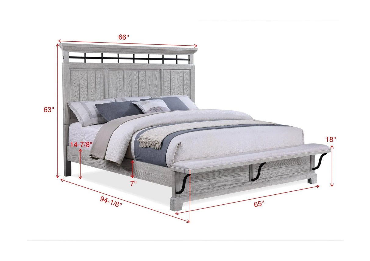 Beckett Rustic Gray Footboard Bench Panel Bedroom Set by Crown Mark at Eve Furniture