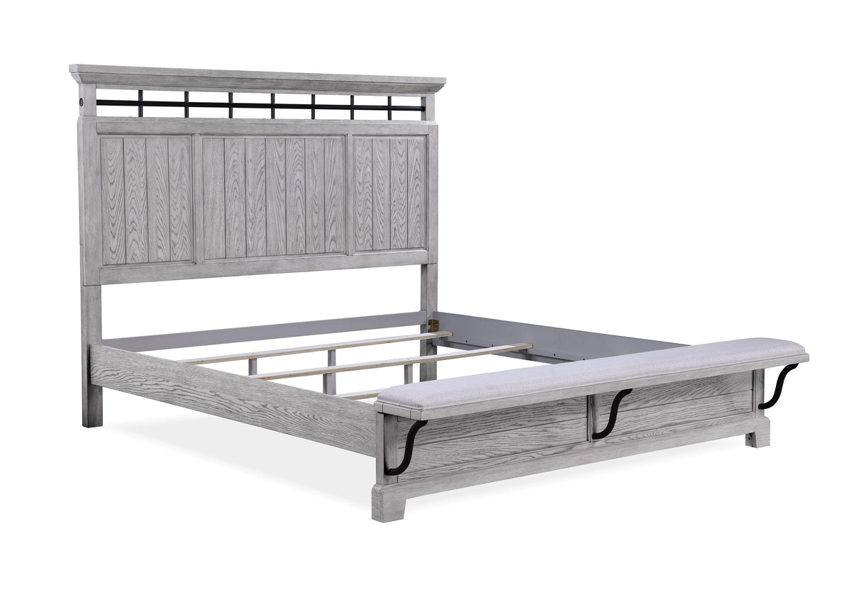 Beckett Rustic Gray Queen Footboard Bench Panel Bed by Crown Mark at Eve Furniture