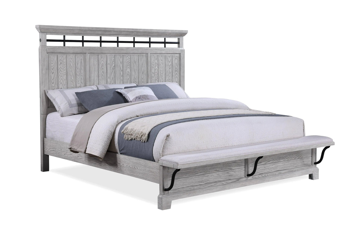 Beckett Rustic Gray Queen Footboard Bench Panel Bed by Crown Mark at Eve Furniture