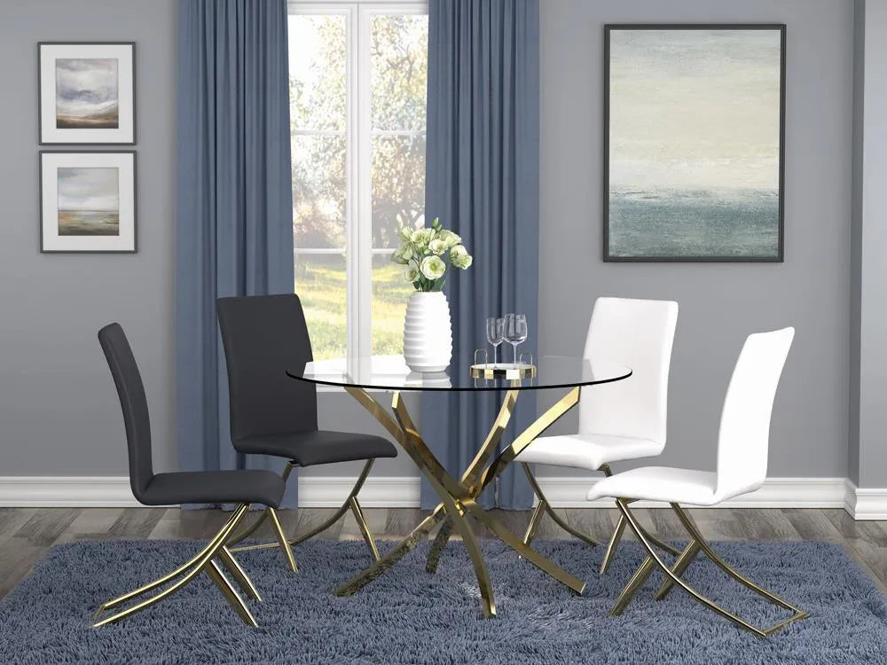 Beckham Brass and Clear Round Dining Table by Coaster at Eve Furniture