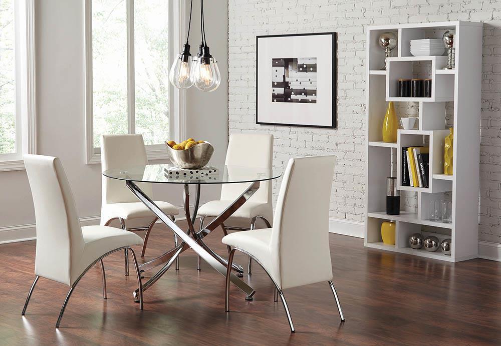 Beckham Chrome/Clear Round Dining Table by Coaster at Eve Furniture