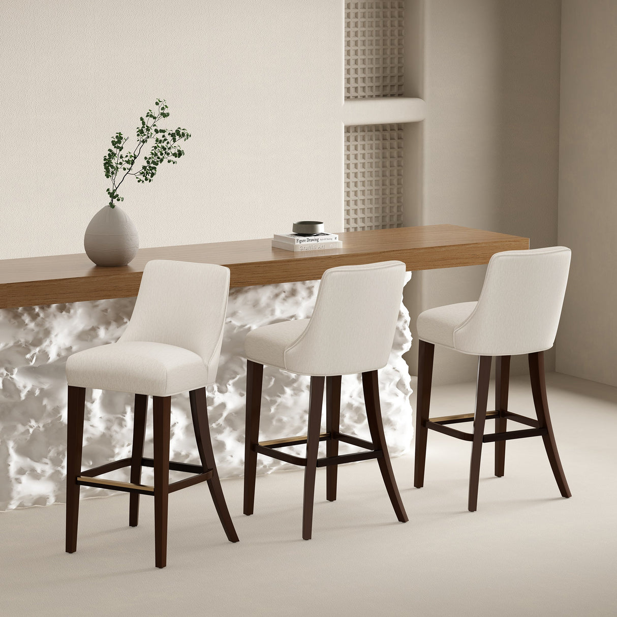 Beever Barstool in Cream (set of 3) by Manhattan Comfort at Eve Furniture