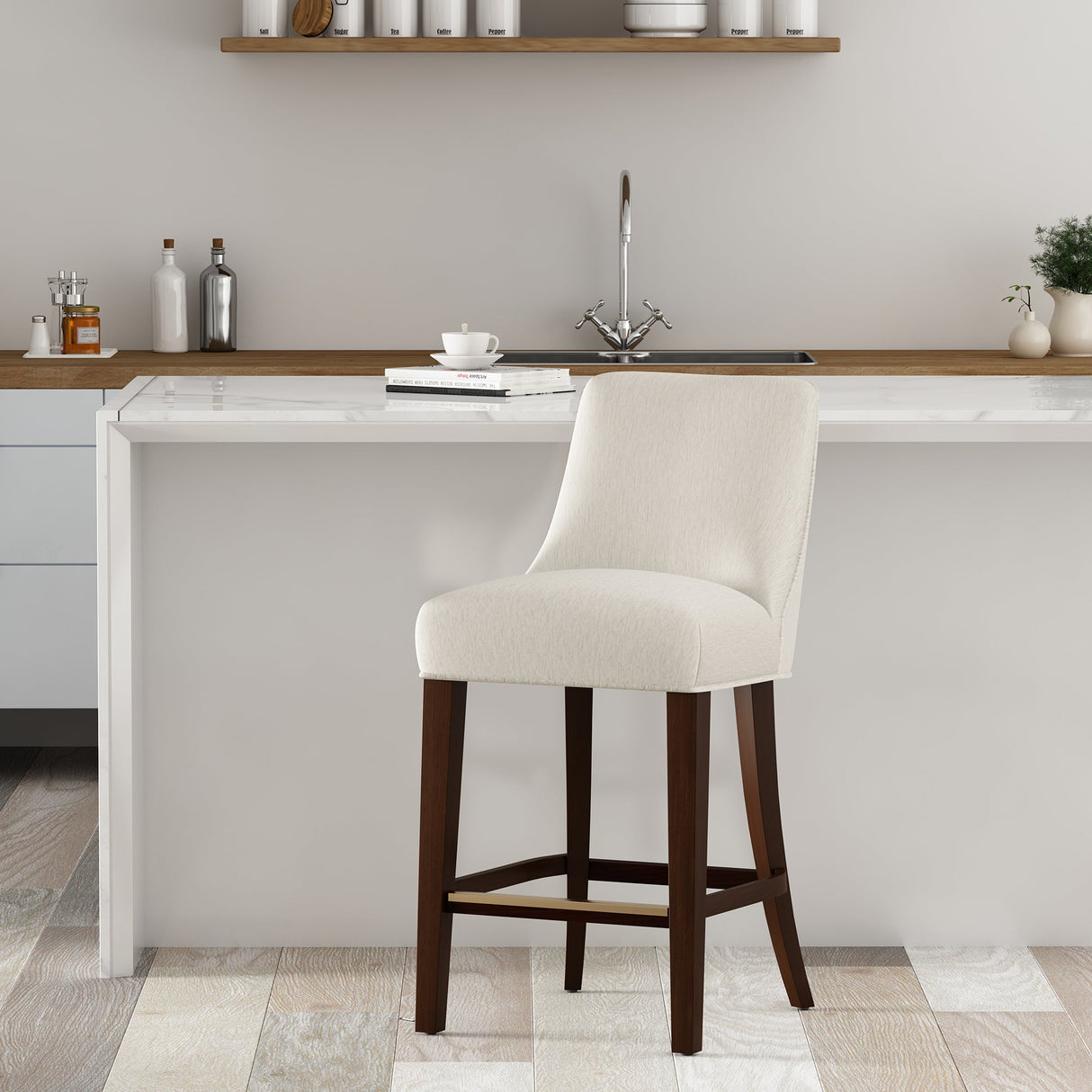 Beever Counter Stool in Cream by Manhattan Comfort at Eve Furniture