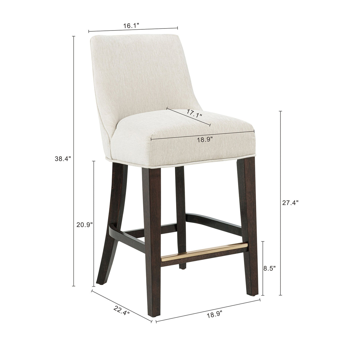 Beever Counter Stool in Cream by Manhattan Comfort at Eve Furniture