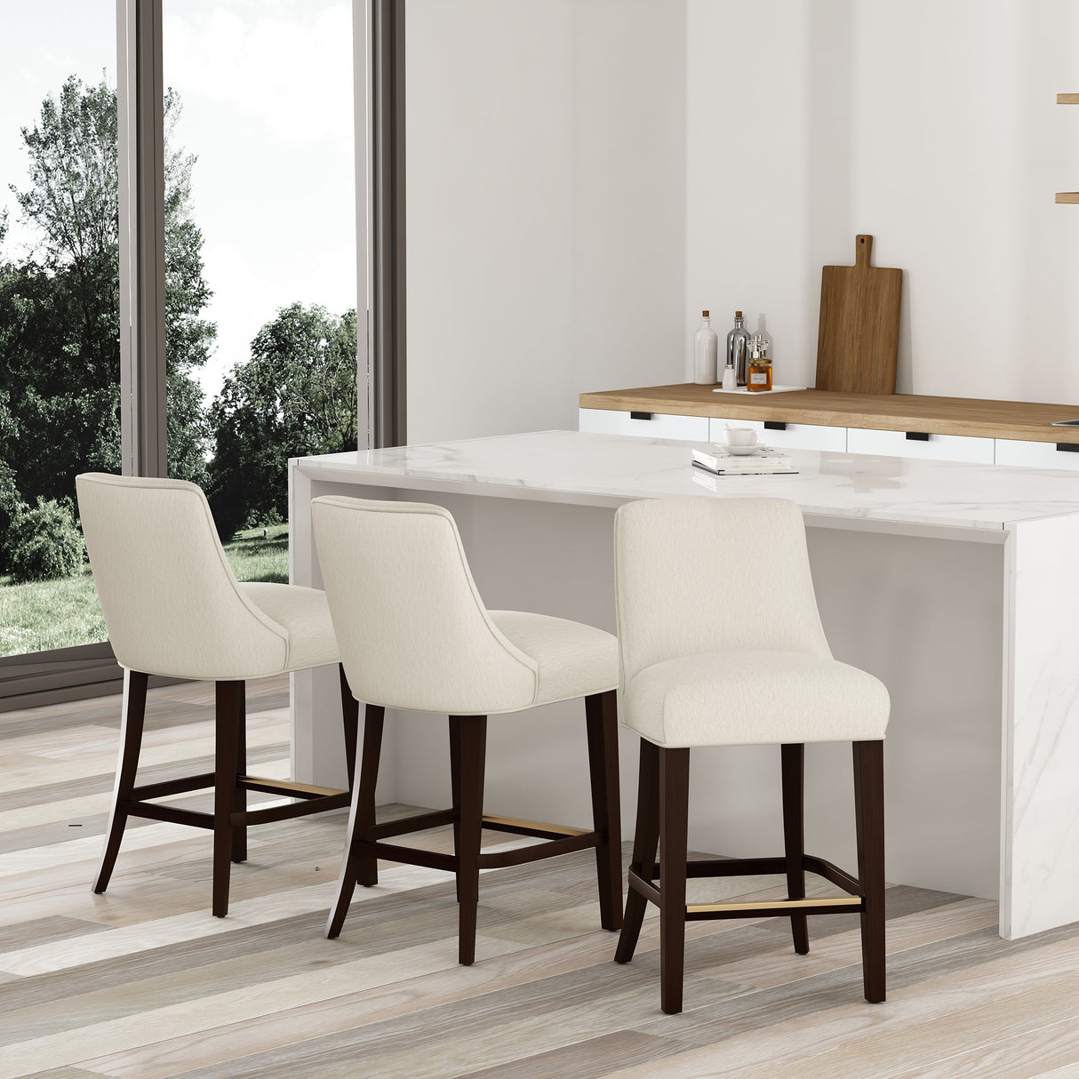 Beever Counter Stool in Cream (set of 3) by Manhattan Comfort at Eve Furniture