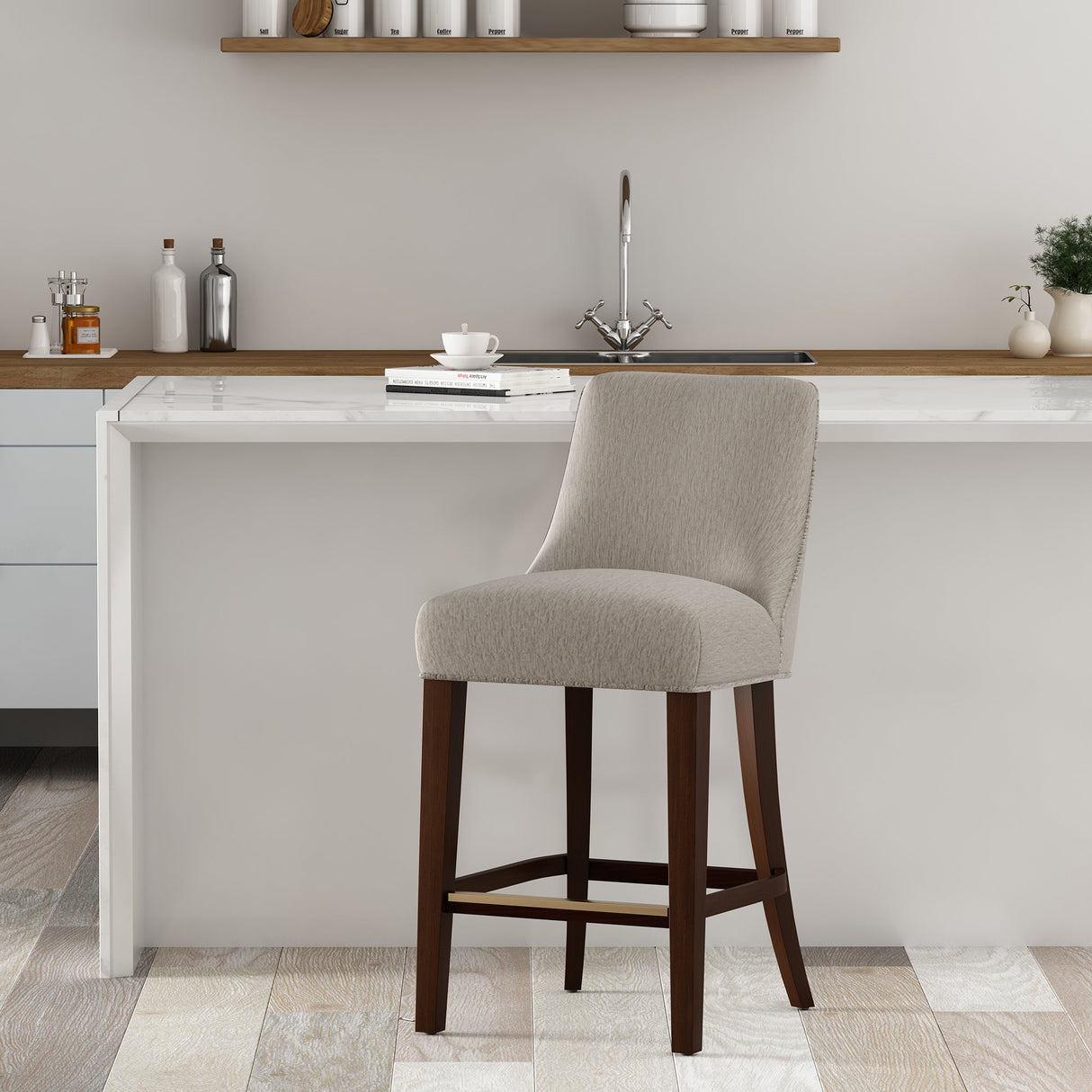 Beever Counter Stool in Taupe by Manhattan Comfort at Eve Furniture