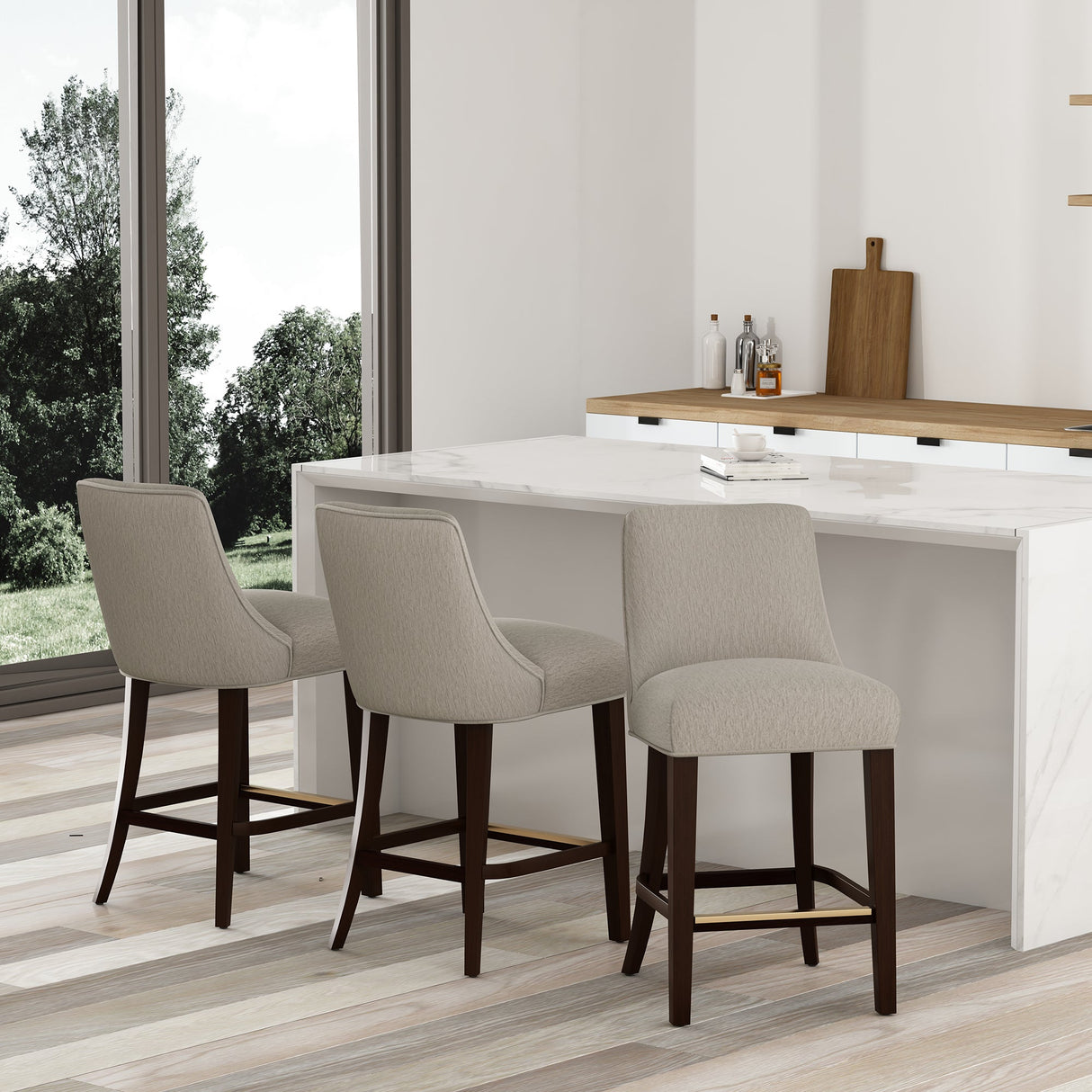 Beever Counter Stool in Taupe (set of 3) by Manhattan Comfort at Eve Furniture