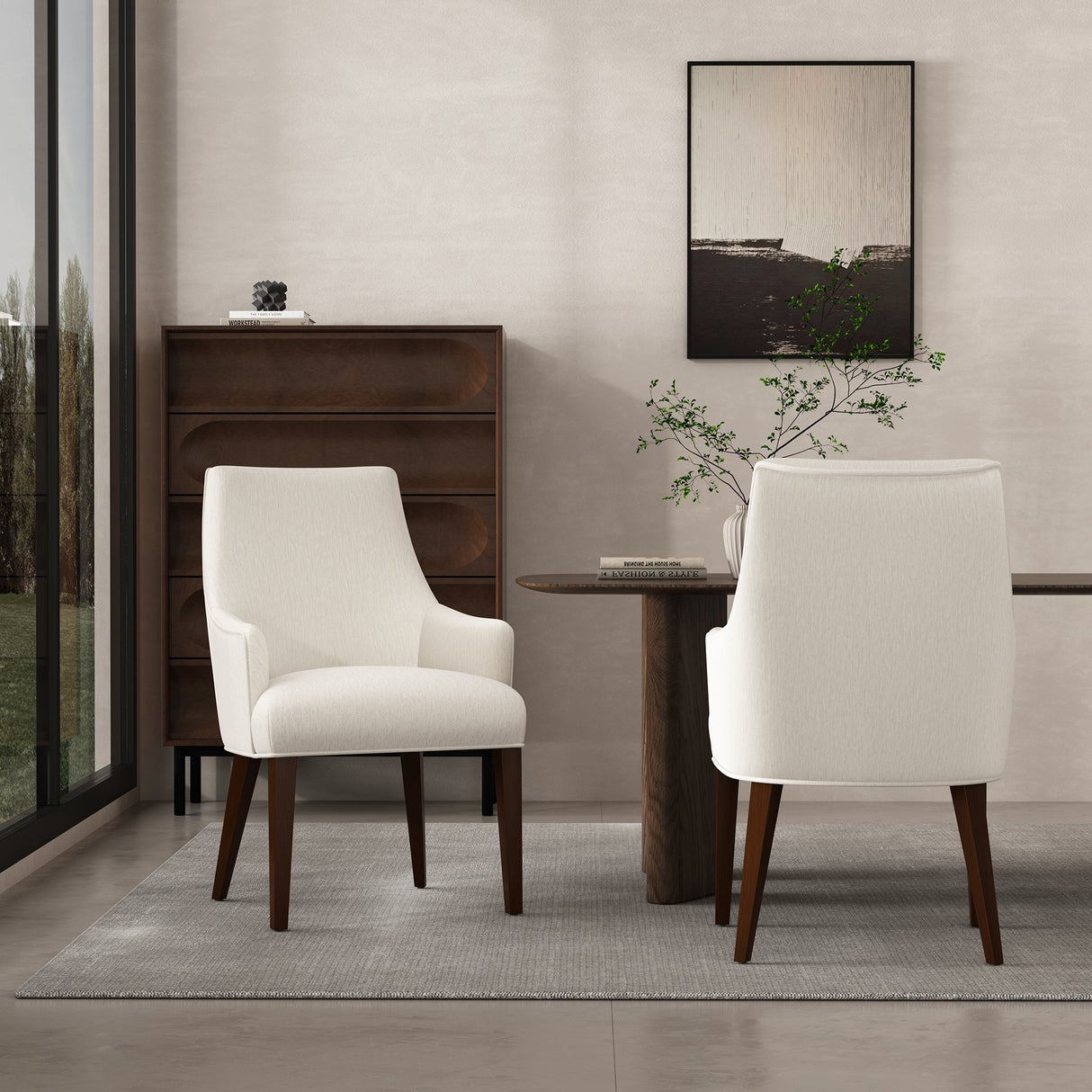 Beever Dining Armchair in Cream (set of 2) by Manhattan Comfort at Eve Furniture