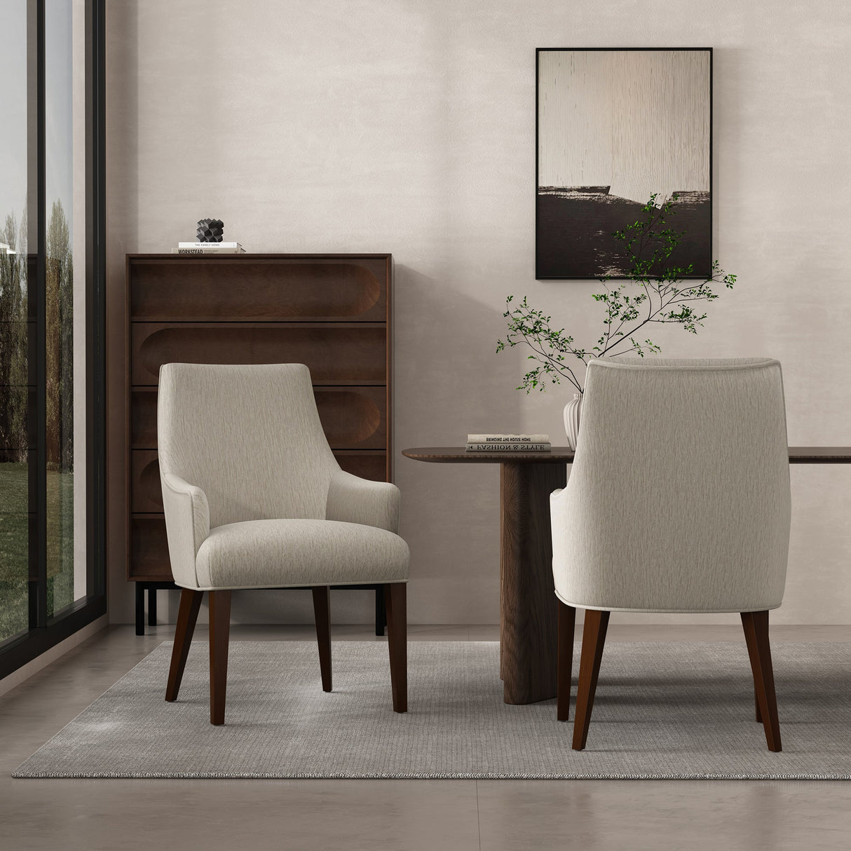 Beever Dining Armchair in Taupe (set of 2) by Manhattan Comfort at Eve Furniture