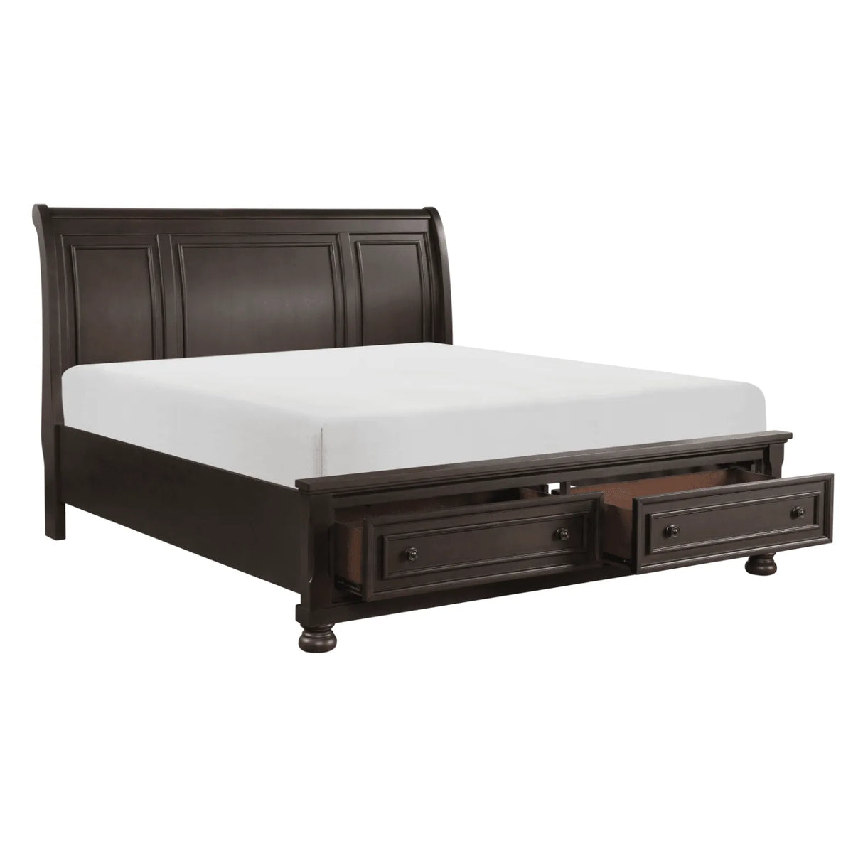 Begonia Grayish Brown Queen Sleigh Storage Platform Bed by Homelegance at Eve Furniture