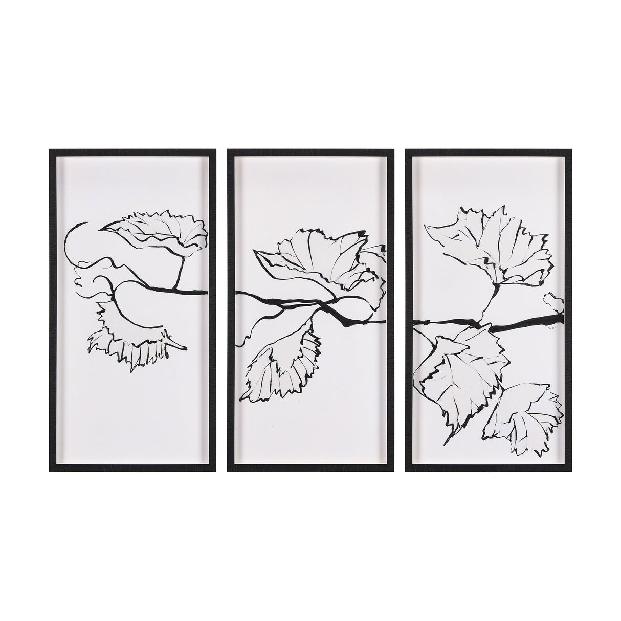 Begonia Vine (Left) by Mercana Studio Hand Embellished Textured Framed Art Print Matted under Glass by Mercana at Eve Furniture