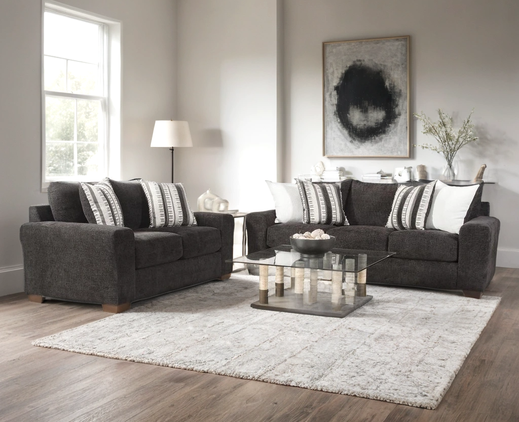 Behold Black Sofa & Loveseat Set by Happy Homes at Eve Furniture