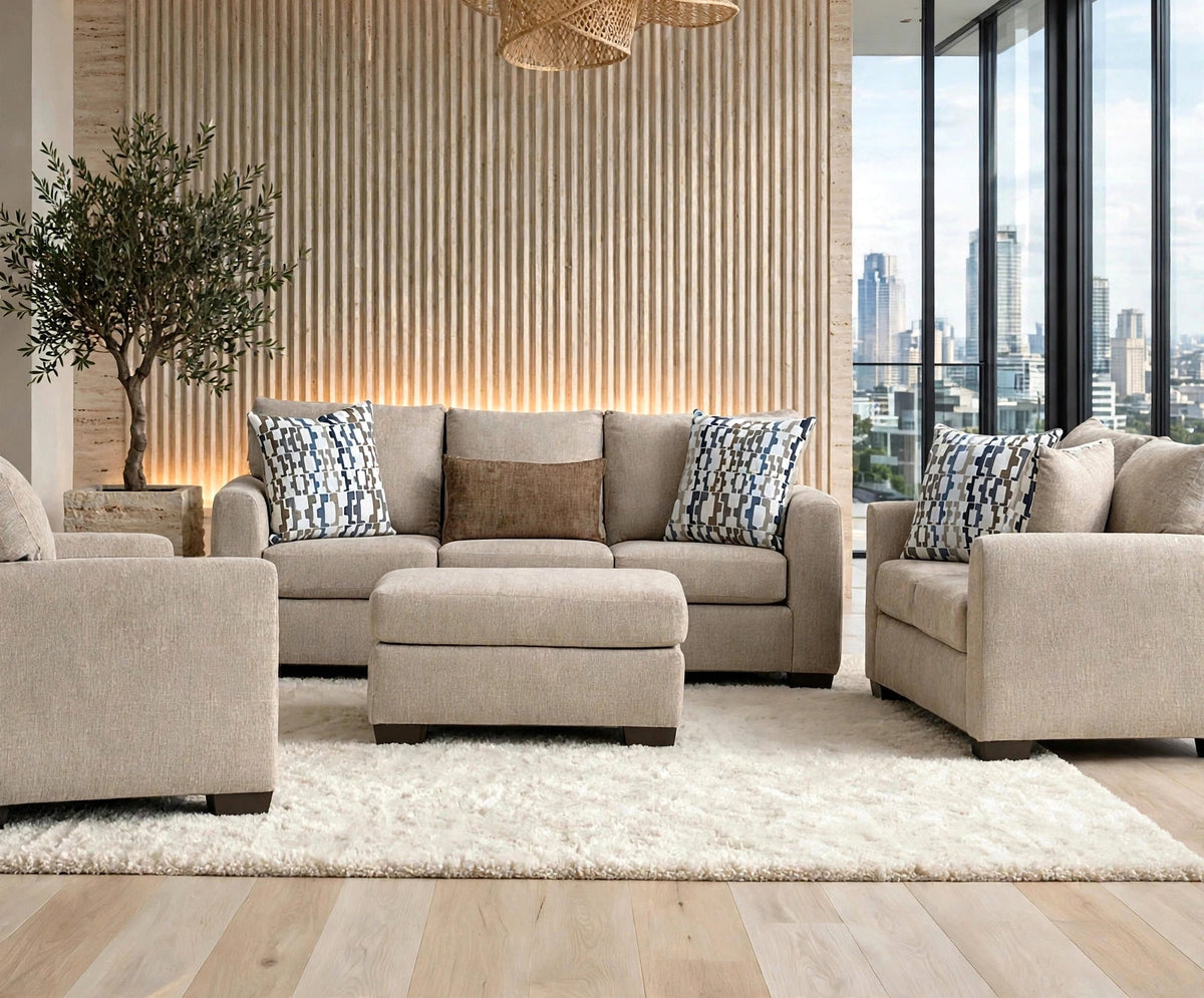 Behold Parchment Sofa & Loveseat by Happy Homes at Eve Furniture