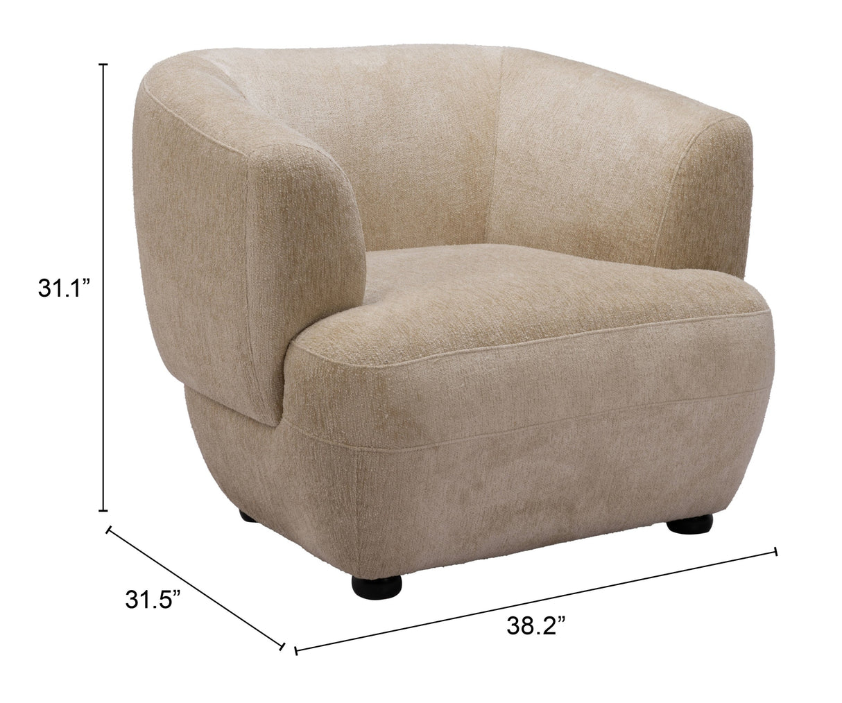 Bekker Golden Beige Accent Chair by Zuomod at Eve Furniture