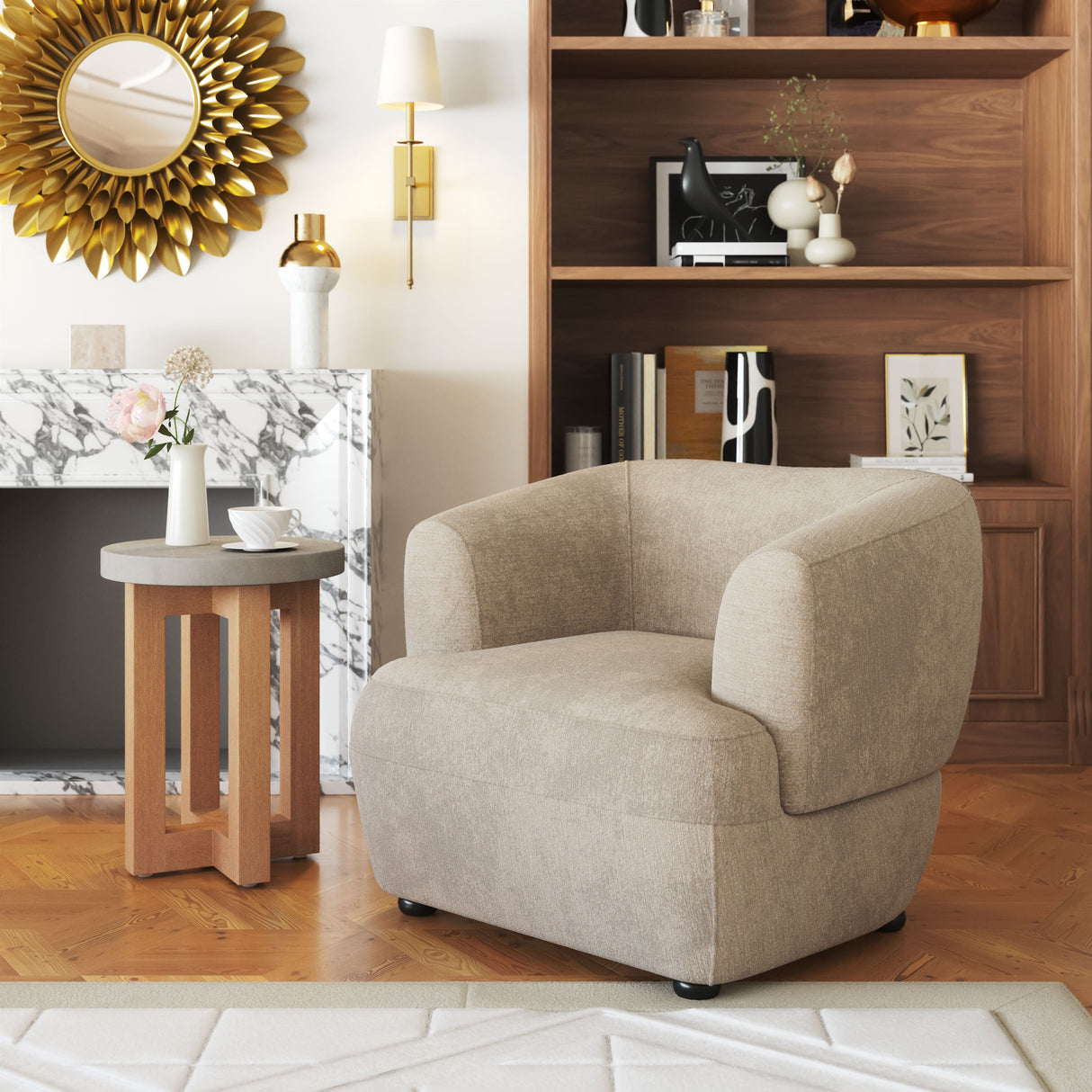 Bekker Golden Beige Accent Chair by Zuomod at Eve Furniture