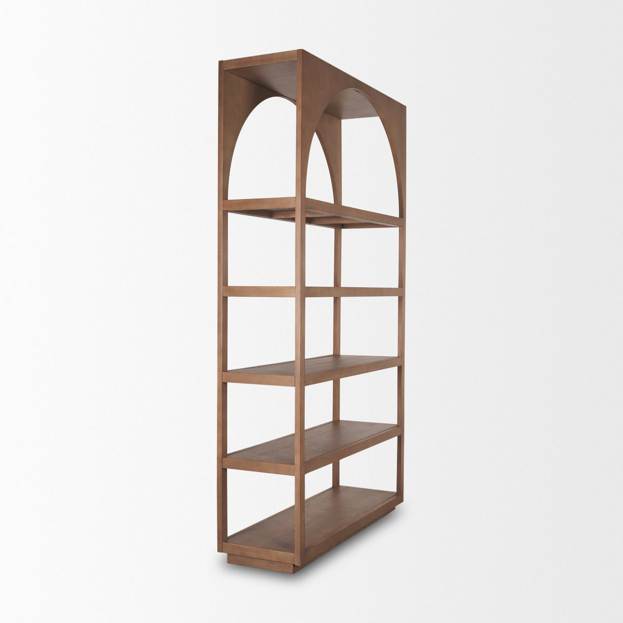 Bela Arched Shelving Unit Medium Brown Wood by Mercana at Eve Furniture