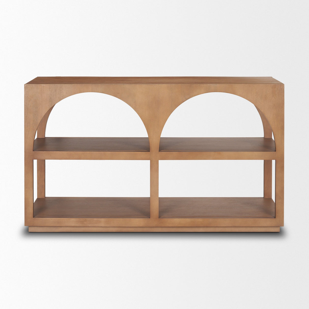 Bela Small Arched Console Table Medium Brown Wood by Mercana at Eve Furniture