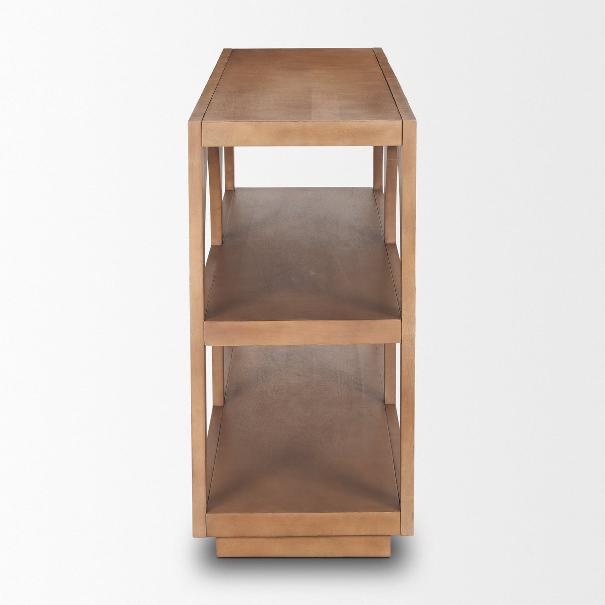 Bela Small Arched Console Table Medium Brown Wood by Mercana at Eve Furniture