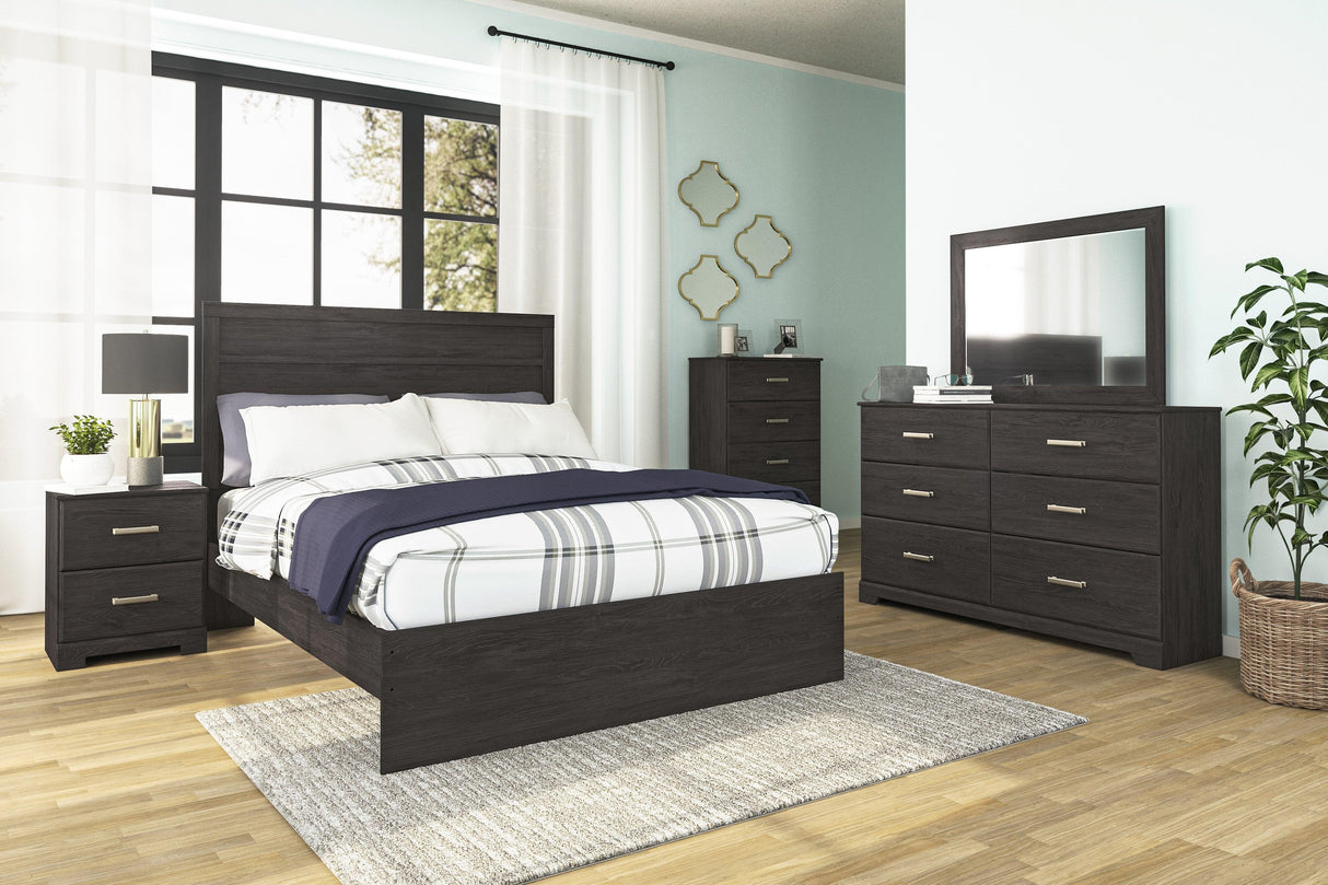 Belachime Black Panel Bedroom Set by Ashley at Eve Furniture
