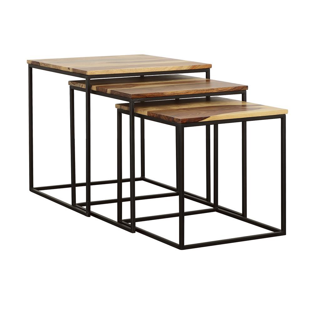Belcourt Natural and Black 3-Piece Square Nesting Tables by Coaster at Eve Furniture