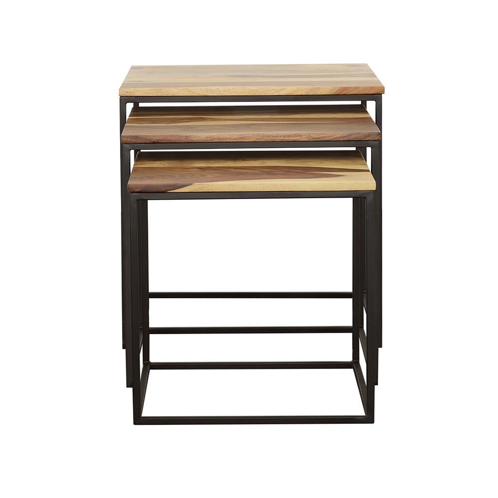 Belcourt Natural and Black 3-Piece Square Nesting Tables by Coaster at Eve Furniture