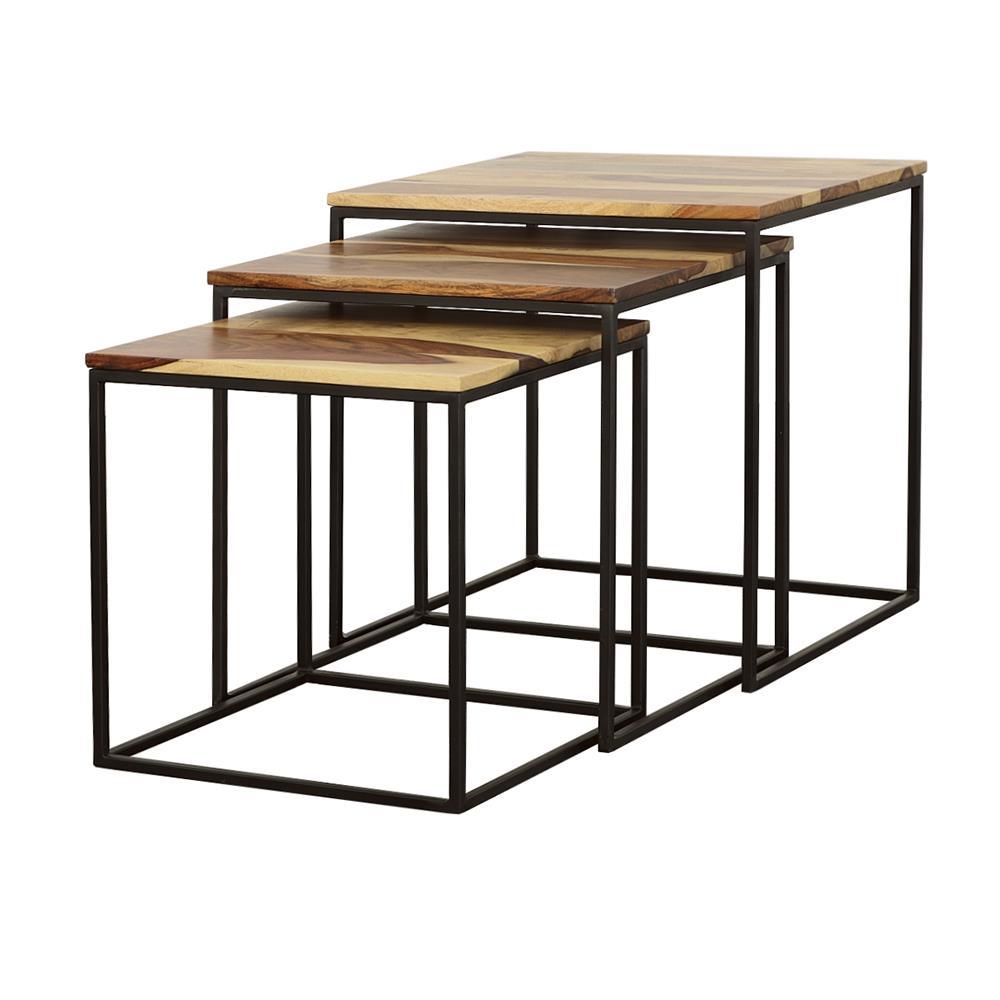 Belcourt Natural and Black 3-Piece Square Nesting Tables by Coaster at Eve Furniture