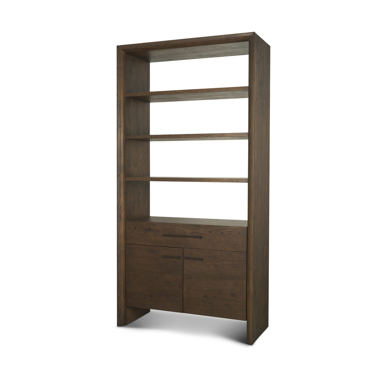 Belford 2-Door Open Dark Brown Oak Wood Shelving Unit by Mercana at Eve Furniture