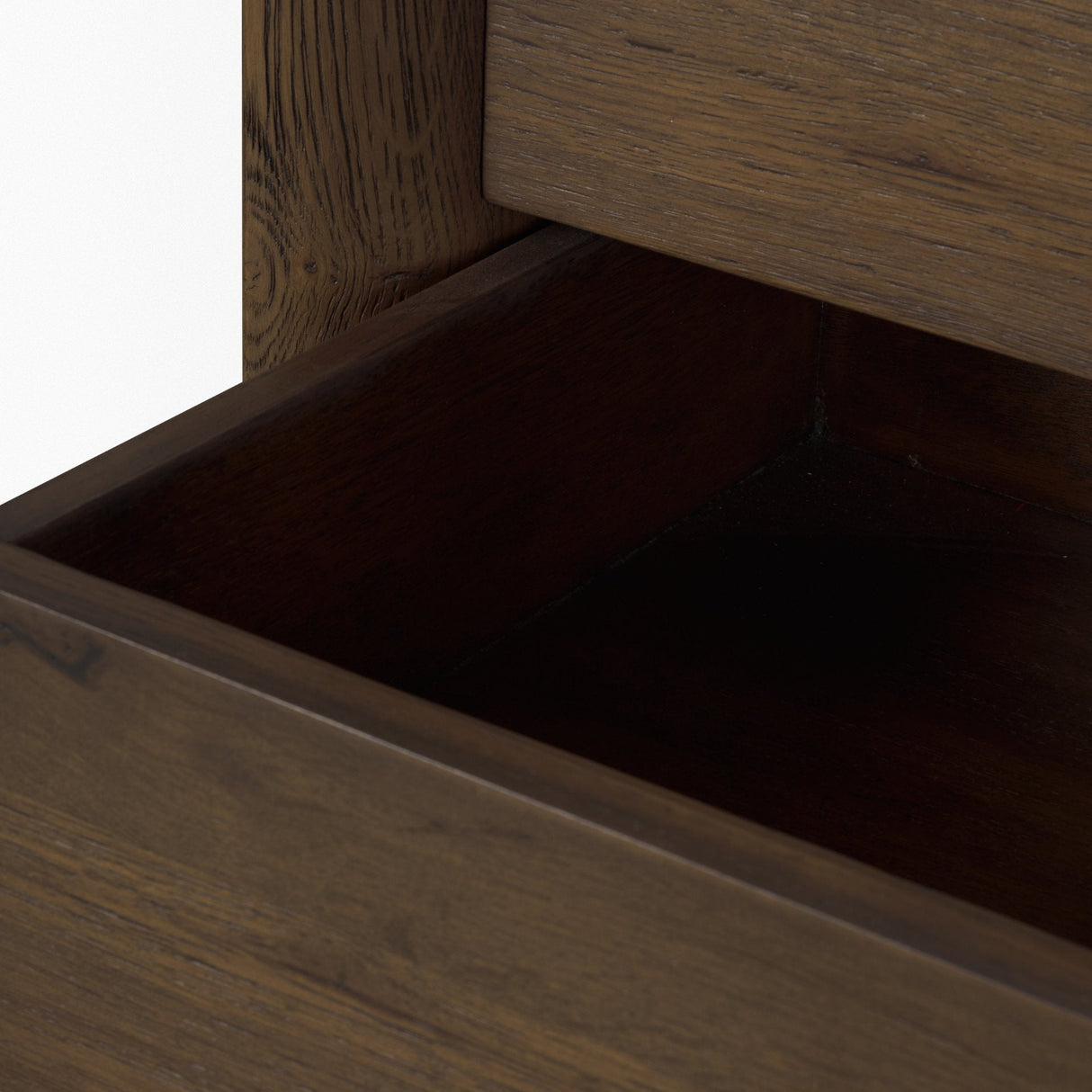 Belford 3-Drawer Dark Brown Oak Wood Closed Nightstand by Mercana at Eve Furniture