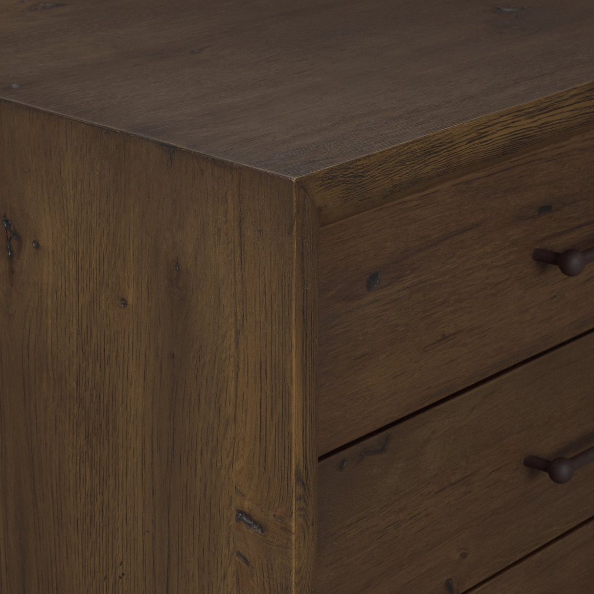 Belford 3-Drawer Dark Brown Oak Wood Closed Nightstand by Mercana at Eve Furniture