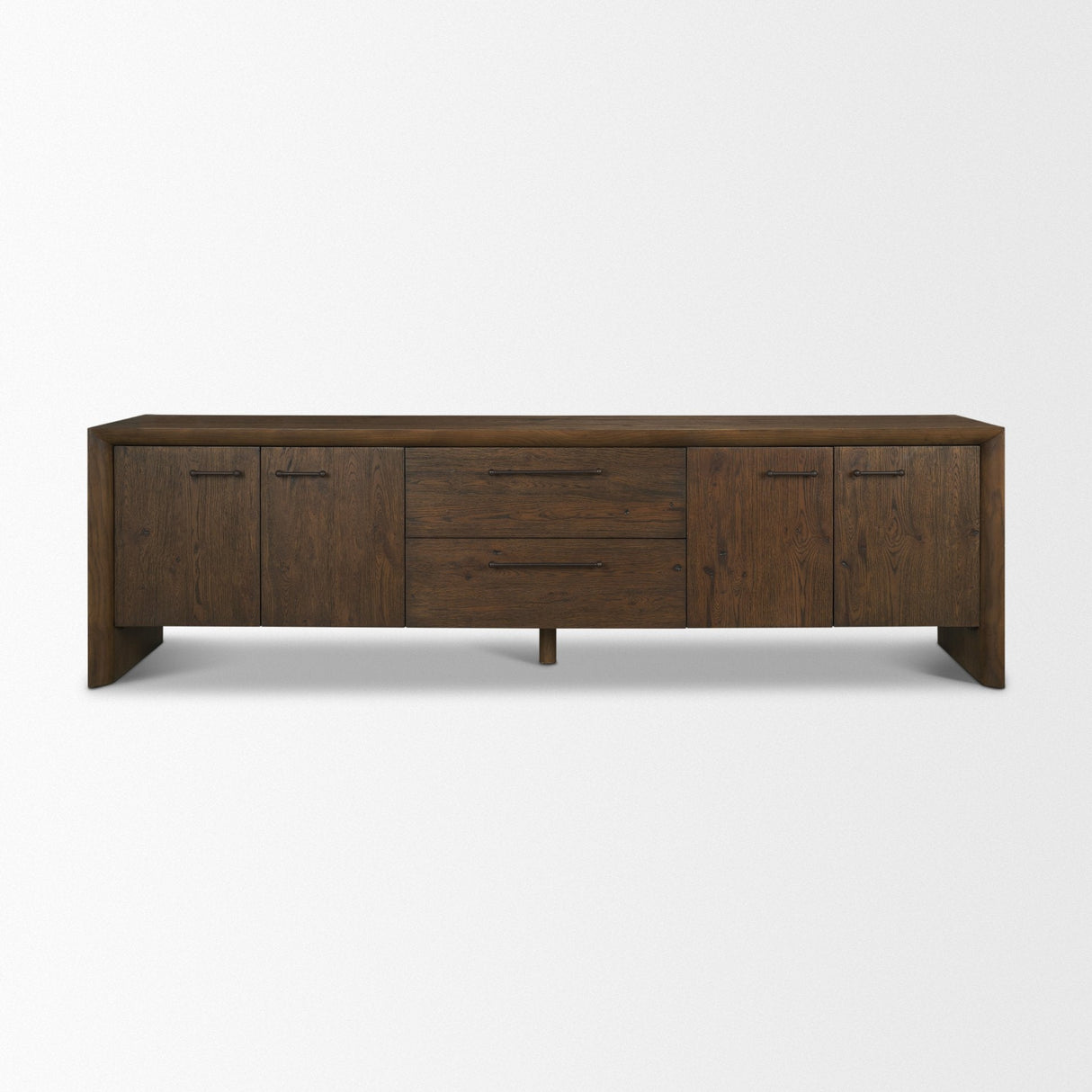 Belford Dark Brown Oak Wood Media Console by Mercana at Eve Furniture