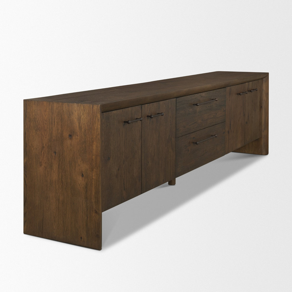 Belford Dark Brown Oak Wood Media Console by Mercana at Eve Furniture