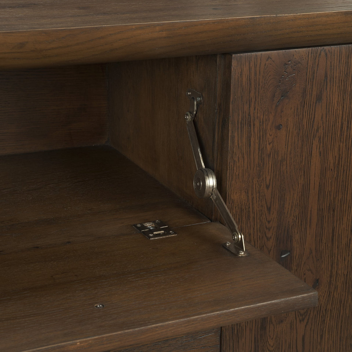 Belford Dark Brown Oak Wood Media Console by Mercana at Eve Furniture