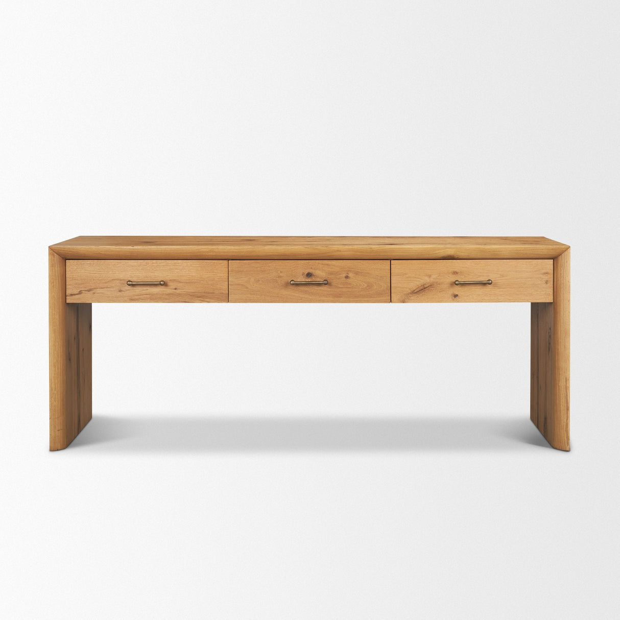 Belford Light Brown Oak Wood Console Table by Mercana at Eve Furniture